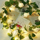 White rose flower string lights bedroom decorative ambiance accent