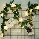 White rose flower string lights bedroom decorative ambiance accent