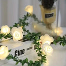 White rose flower string lights bedroom decorative ambiance accent