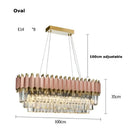 Rose gold & clear e14 led crystal pendant lights dining room