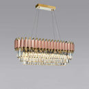 Rose gold & clear e14 led crystal pendant lights dining room
