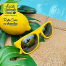 RuffleButts Girls Seersucker One Piece with Roshambo Yellow Sunglasses