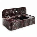 Rosso Levanto Marble Fluted Wall-Mount Sink with Backsplash - 35"x18"x8" - Polished
