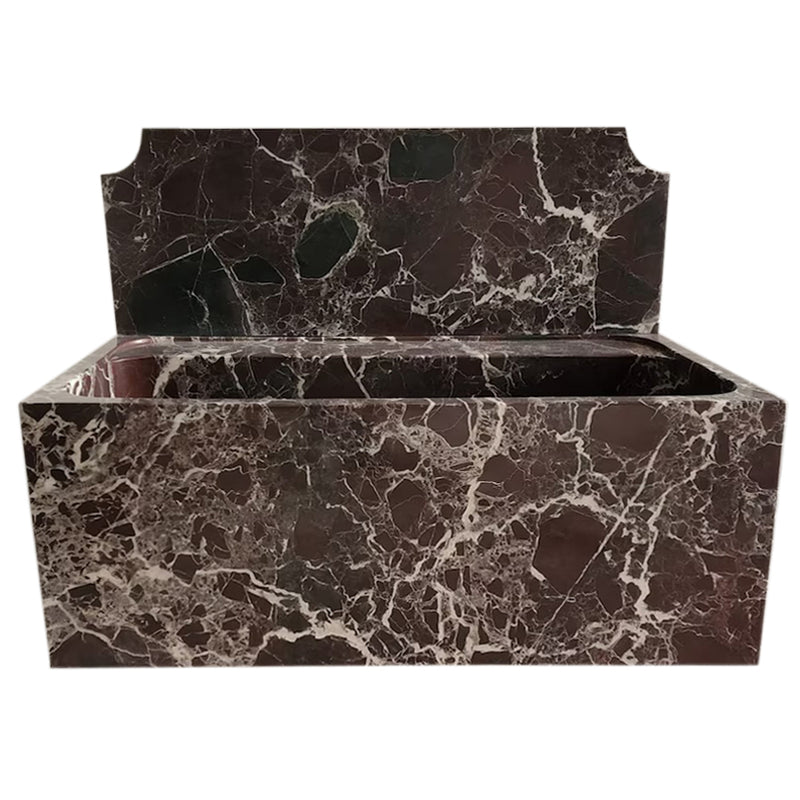 Rosso Levanto Marble Wall-mount Bathroom Sink with 11" Backsplash (W)16" (L)30" (H)12" front view