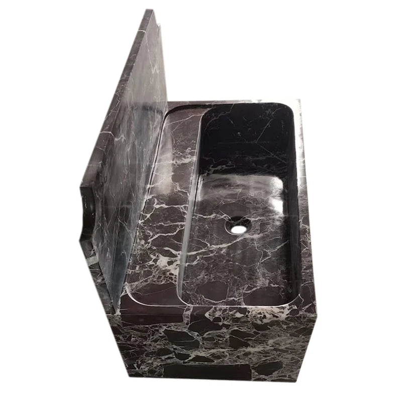 Rosso Levanto Marble Wall-mount Bathroom Sink with 11" Backsplash (W)16" (L)30" (H)12" side view reverse angle