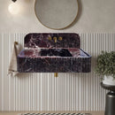 Rosso Levanto Marble Fluted Wall Mount Sink 8 Inch Backsplash