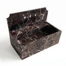 Rosso Levanto Marble Wall-Mount Block Sink with Curved Backsplash - 30"x16"x12" - Polished