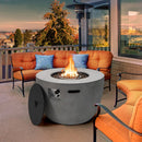 Round 50000 BTU Concrete Propane Fire Pit Table With Lava Rocks & PVC Cover, 36" (SAK91783)