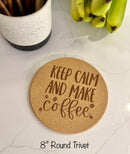 Coffee-Themed Laser Engraved Cork Trivets – 8" or 10" | Heat-Resistant Gift for Coffee Lovers