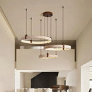 Round Travertine Celestial Orbit Ring Chandelier