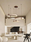Round Travertine Celestial Orbit Ring Chandelier