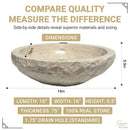 Round Bowl Tan Travertine Vessel Bathroom Sink - Handcrafted Natural Stone Above Counter Vanity Basin