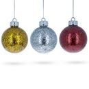 Set of 3 Clear Plastic Christmas Ornaments with Flakes 4 Inches