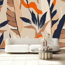 Beige Abstract Leaves Wallpaper