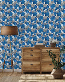 Vintage Blue Elephants Wallpaper