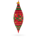 Red and Green Glitter Jeweled Elongated Pointed Teardrop Finial Glass Christmas Ornament