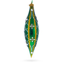 Emerald Jeweled Lattice Elongated Pointed Teardrop Finial Glass Christmas Ornament