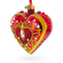 Regal Red Jeweled Glass Heart Ornament