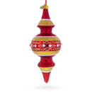 Golden Scroll & Pearl Trim Double-Ended Finial Drop Glass Christmas Ornament