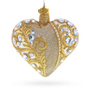 Gold Jeweled Baroque Heart Glass Christmas Ornament