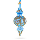 Royal Blue Jeweled Scroll Double-Ended Finial Drop Glass Christmas Ornament