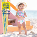 RuffleButts Girls Ice Cream Tankini with Roshambo Pink Glitter Sunglasses
