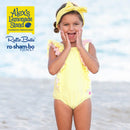 RuffleButts Toddler Seersucker One Piece with Roshambo Yellow Sunglasses
