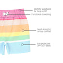 RuggedButts Baby Rainbow Stripe  Swim Trunks & Rash Guard with Roshambo Blue Sunglasses