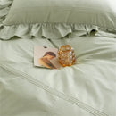 Ruffled light green egyptian cotton bedding set bedroom decorbites