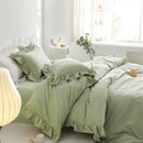 Ruffled light green egyptian cotton bedding set bedroom decorbites