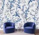 Modish Modern Blue Floral Wallpaper