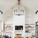 Rural black decorbites iron chandelier eight light dining room