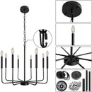 Rural black decorbites iron chandelier eight light dining room