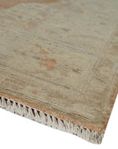 Rust and Beige Hand knotted Oriental Oushak 8x10 wool Area Rug