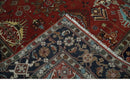 Rust, Blue and Beige Hand Knotted Antique 8x10 Traditional Wool Rug