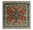Rust, Ivory and Brown Oriental Traditional Hand knotted Multi Size Area Rug