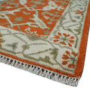 Rust, Ivory and Olive hand knotted 2x3 Oriental Oushak Wool Area Rug