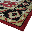 Red, Ivory, Black and Beige 8x10 Hand Knotted Traditional Heriz wool Rug