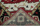 Red, Ivory, Black and Beige 8x10 Hand Knotted Traditional Heriz wool Rug