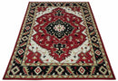 Rust, Ivory, Black and Beige Hand Knotted Traditional Heriz Multi Size wool area Rug