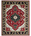 Rust, Ivory, Black and Beige Hand Knotted Traditional Heriz Multi Size wool area Rug