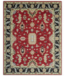 Rust, Olive and Black 8x10 Hand Knotted Traditional Oriental Wool Area Rug