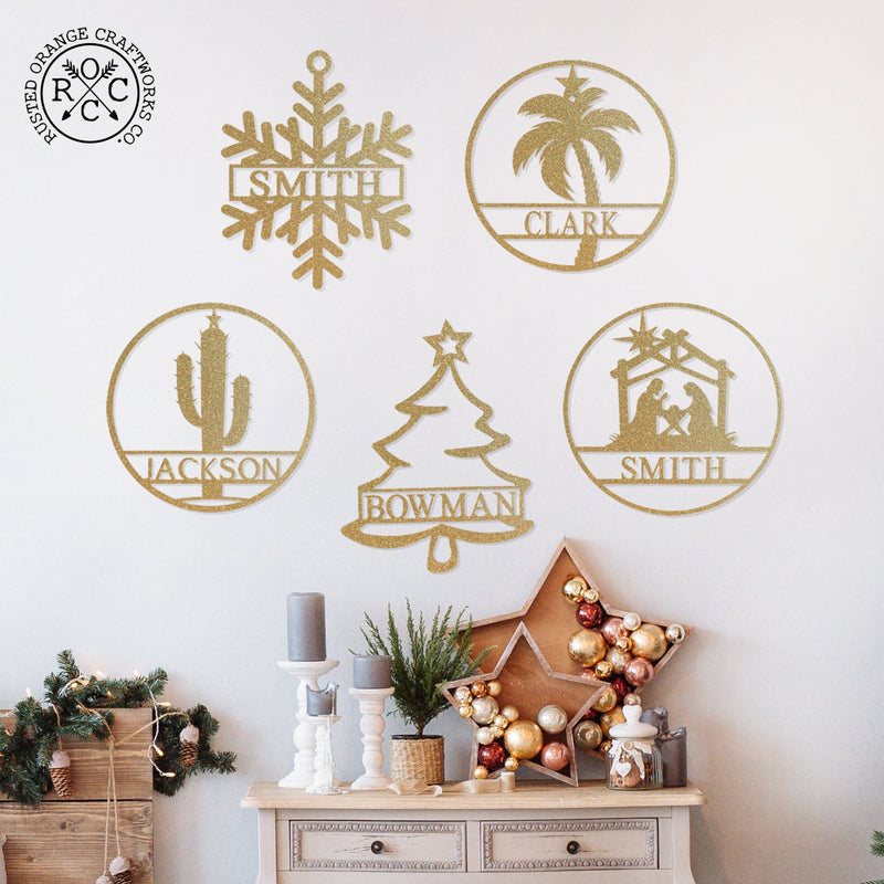 12" Holiday Name Sign Collection - Personalized Christmas Signs