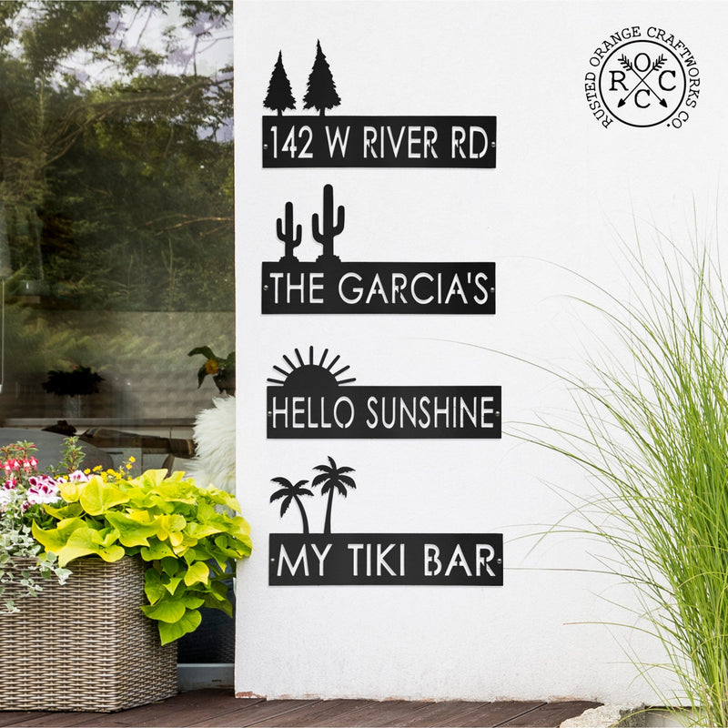 XL Landscape Address Plaque - 4 Styles - Circular Address Plaque for House Numbers