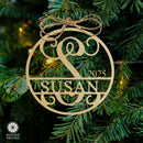 Circle Monogram Ornaments - 5 Pack - 4", 6", and 9" Personalized Christmas Tree Ornaments