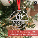 Circle Monogram Ornaments - 5 Pack - 4", 6", and 9" Personalized Christmas Tree Ornaments