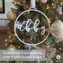 Minimalist Custom Ornaments - 5 Pack - Metal Personalized Christmas Ornaments