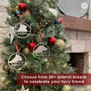 Personalized Pet Ornaments - Set of 2 - Custom Dog or Cat Christmas Tree Ornaments