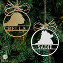 Personalized Pet Ornaments - Set of 2 - Custom Dog or Cat Christmas Tree Ornaments