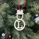 Snowman Ornament Monogram - Personalized Christmas Snowman Decor